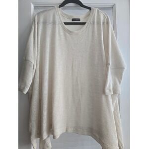 Nally & Millie USA Beige Ivory Knit Oversize Batwing Sleeve Sweater Top One Size